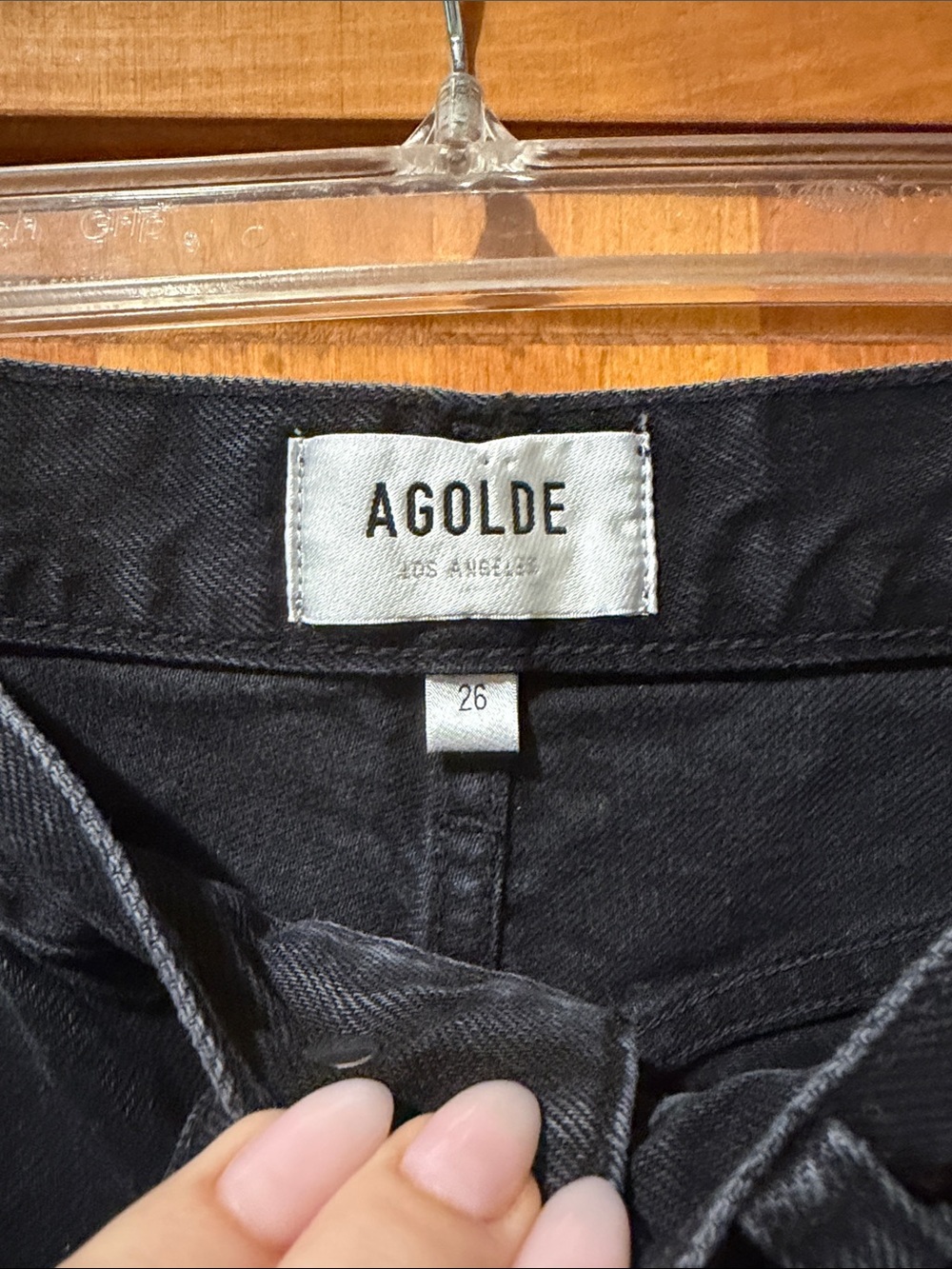 Agolde Stella Black Denim Shorts - Picture 6 of 7